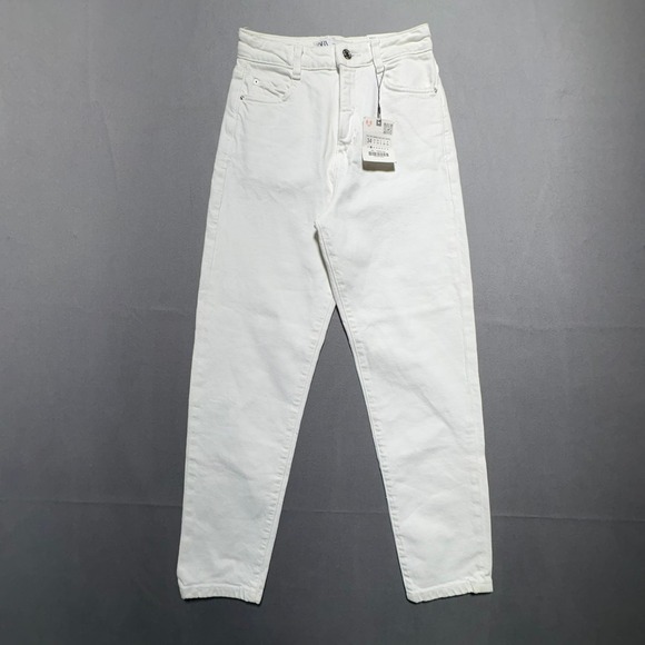 Zara Denim - Zara Womens High Rise Slim Mom Leg Ankle Comfort Jeans White Size 2 NEW
